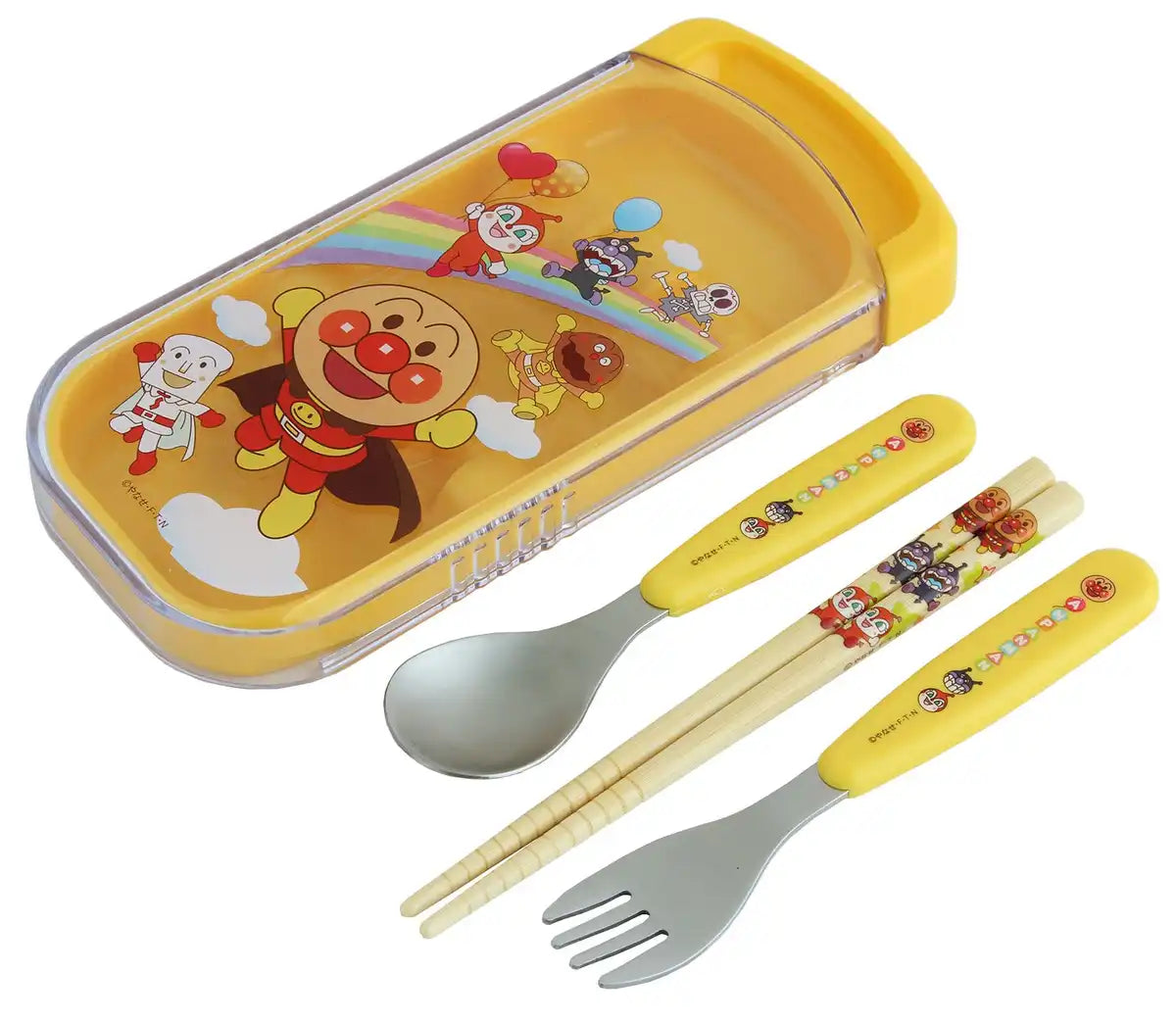 Lec Anpanman 3Pc Slide Set (Chopsticks Spoon Fork) Yellow K-920 | Japan- Japan Figure Store - #1 Bring To You The Best Japanese Goods