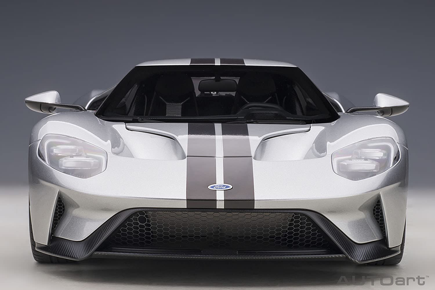 Autoart 1/12 Ford GT 2017 Metallic Silver Black Stripes Model 12108- Japan Figure Store - #1 Bring To You The Best Japanese Goods