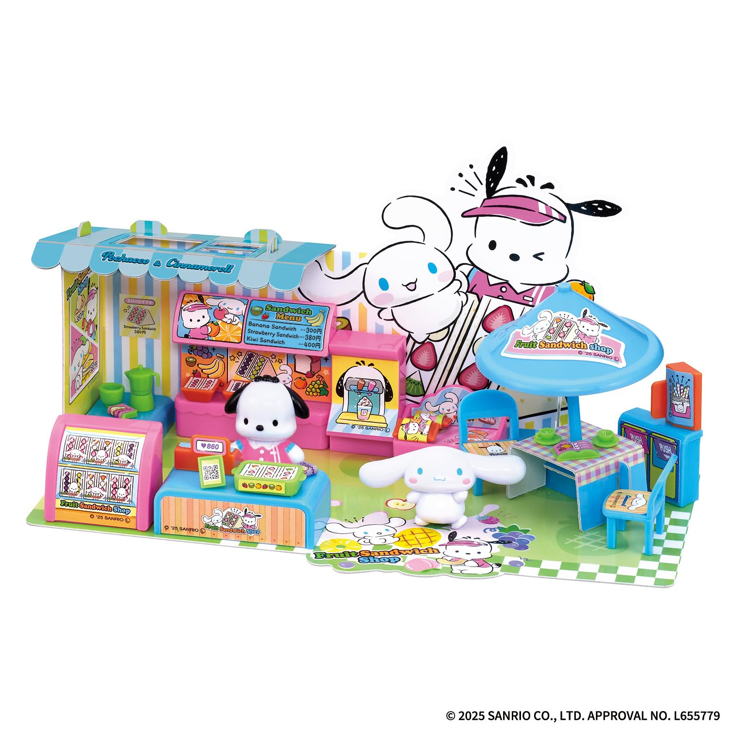 Bandai Sanrio Pochacco Cinnamoroll Fruit Sandwich Shop Playset for Kids