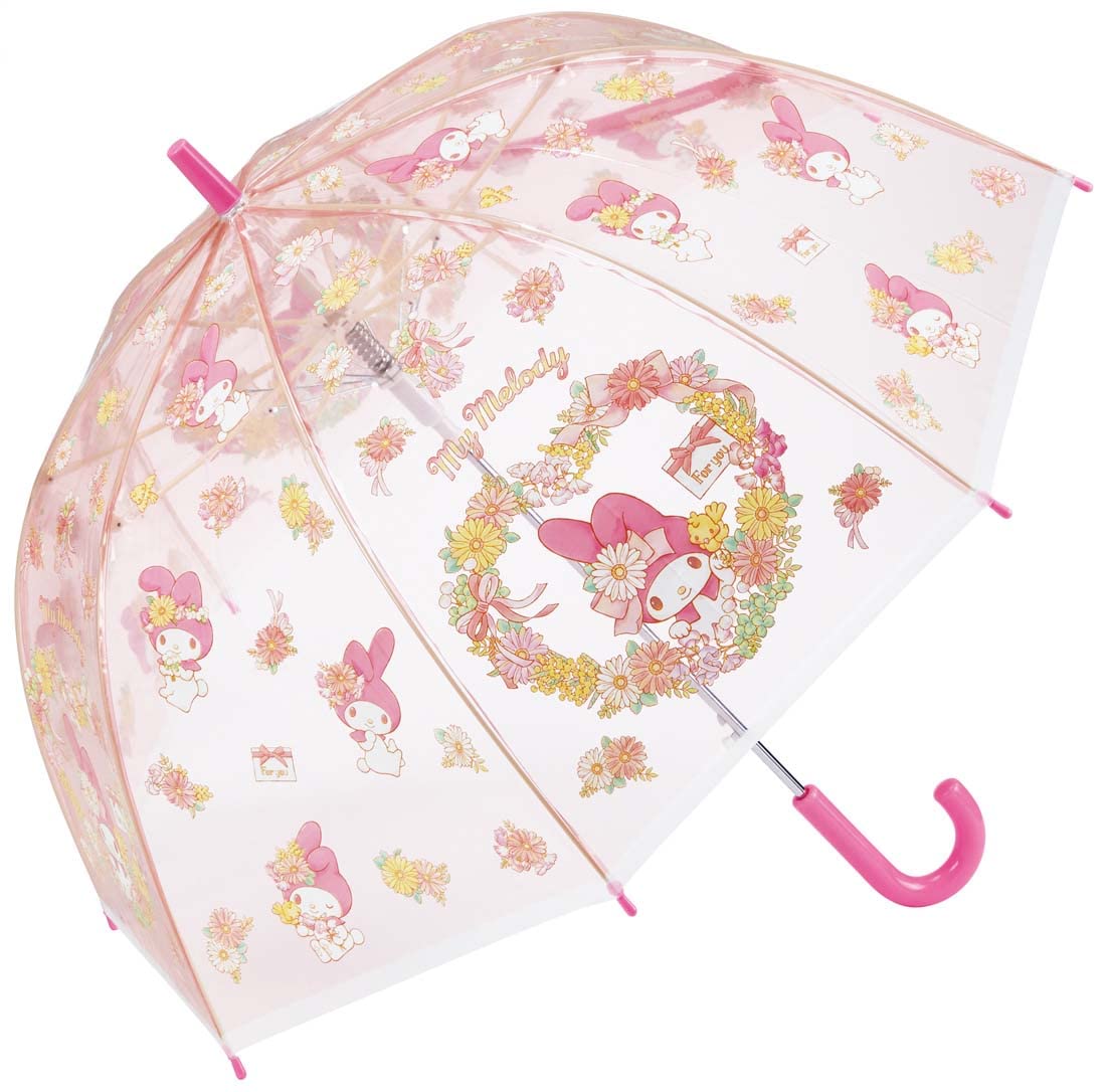 Skater My Melody Dome-Shaped Umbrella for Girls Age 9-10 55cm Vinyl 8-Rib One-Touch Open- Japan Figure Store - #1 Bring To You The Best Japanese Goods