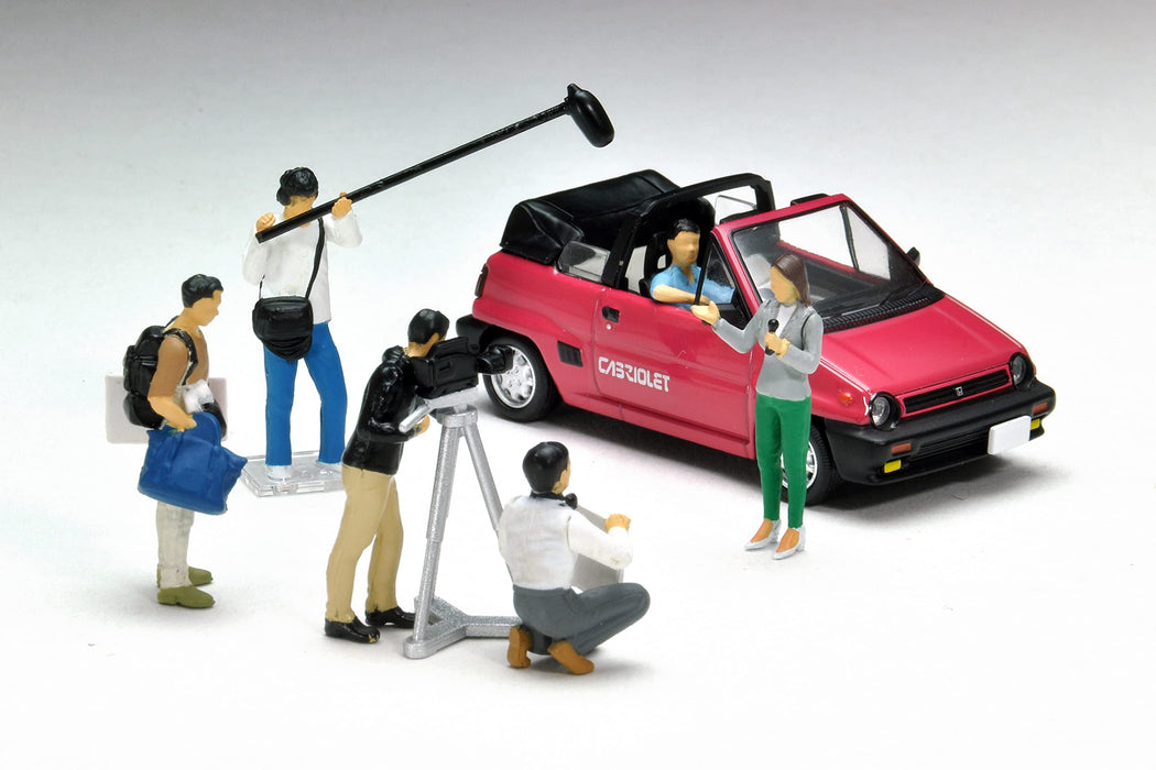 Tomytec Geocolle 1/64 Car Snap 11A TV Crew with Honda City Cabriolet Set