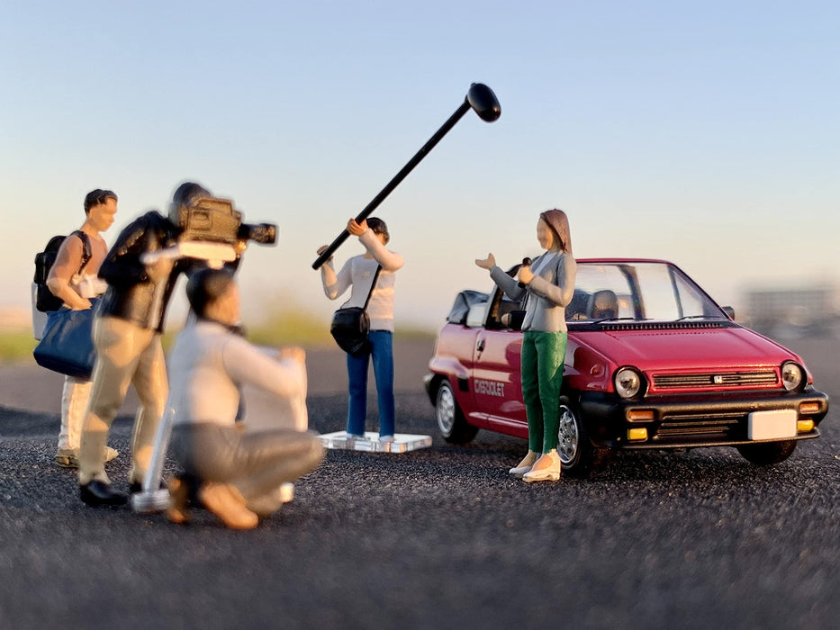Tomytec Geocolle 1/64 Car Snap 11A TV Crew with Honda City Cabriolet Set