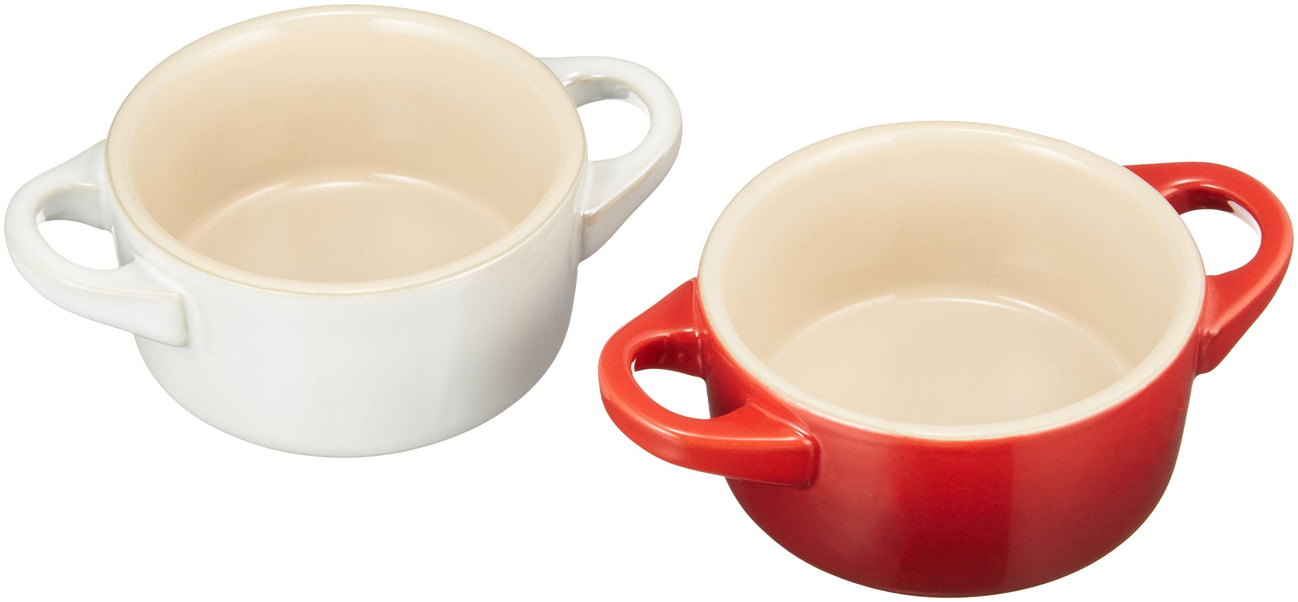 Le Creuset Heat-Resistant Petit Cocotte Container Pair with Spoon Red White- Japan Figure Store - #1 Bring To You The Best Japanese Goods