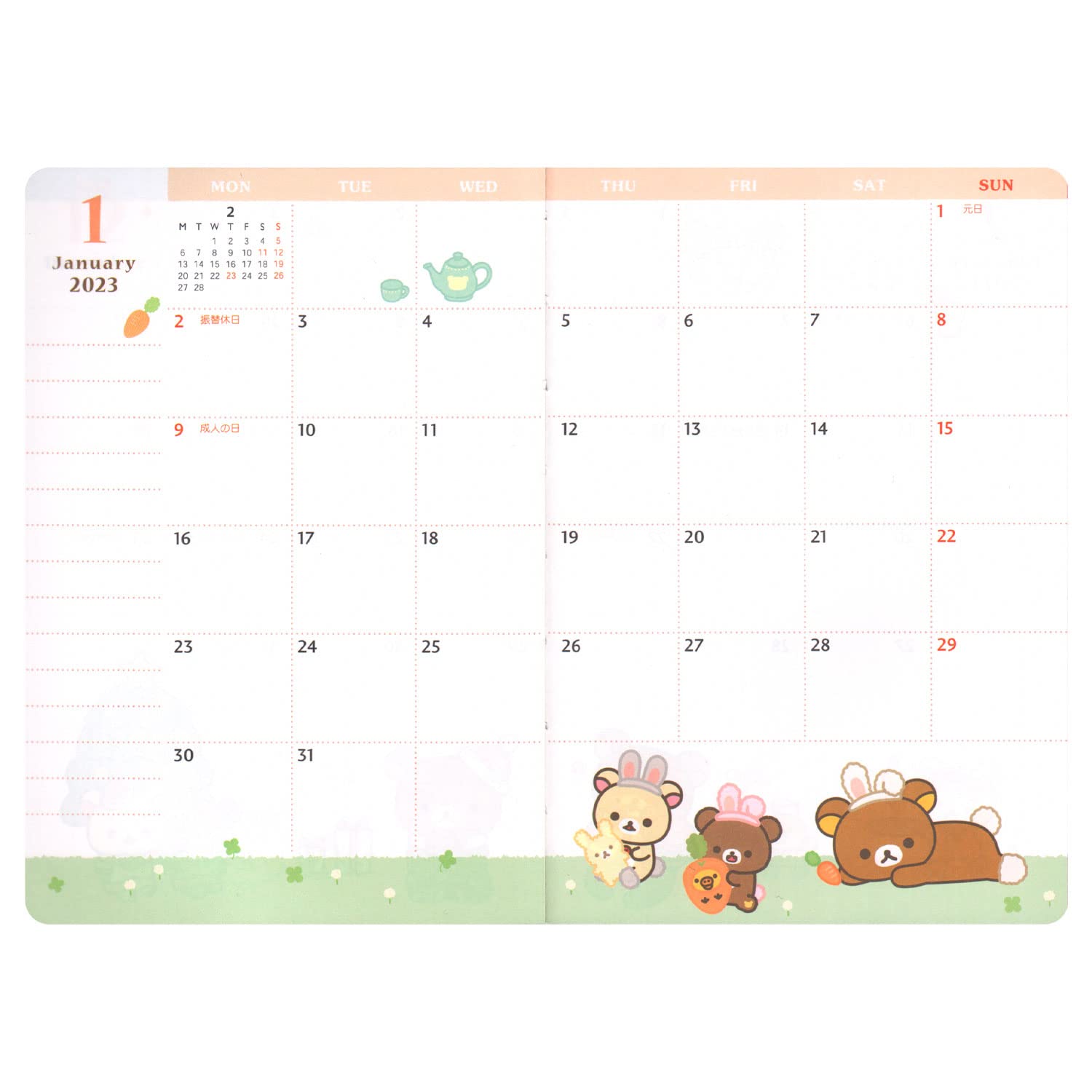 San-X Rilakkuma Pocket Schedule Collection Wide Notebook Thread-Bound Me67109- Japan Figure Store - #1 Bring To You The Best Japanese Goods