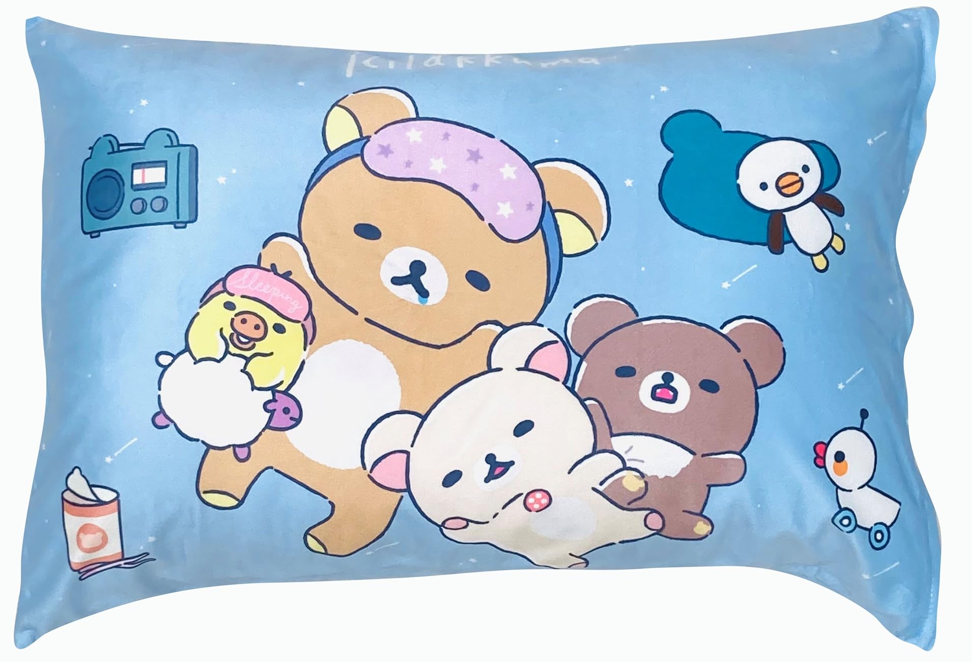 Moripilo San-X Rilakkuma Friends Pillow Cover Blue 43x63cm Soft Cute