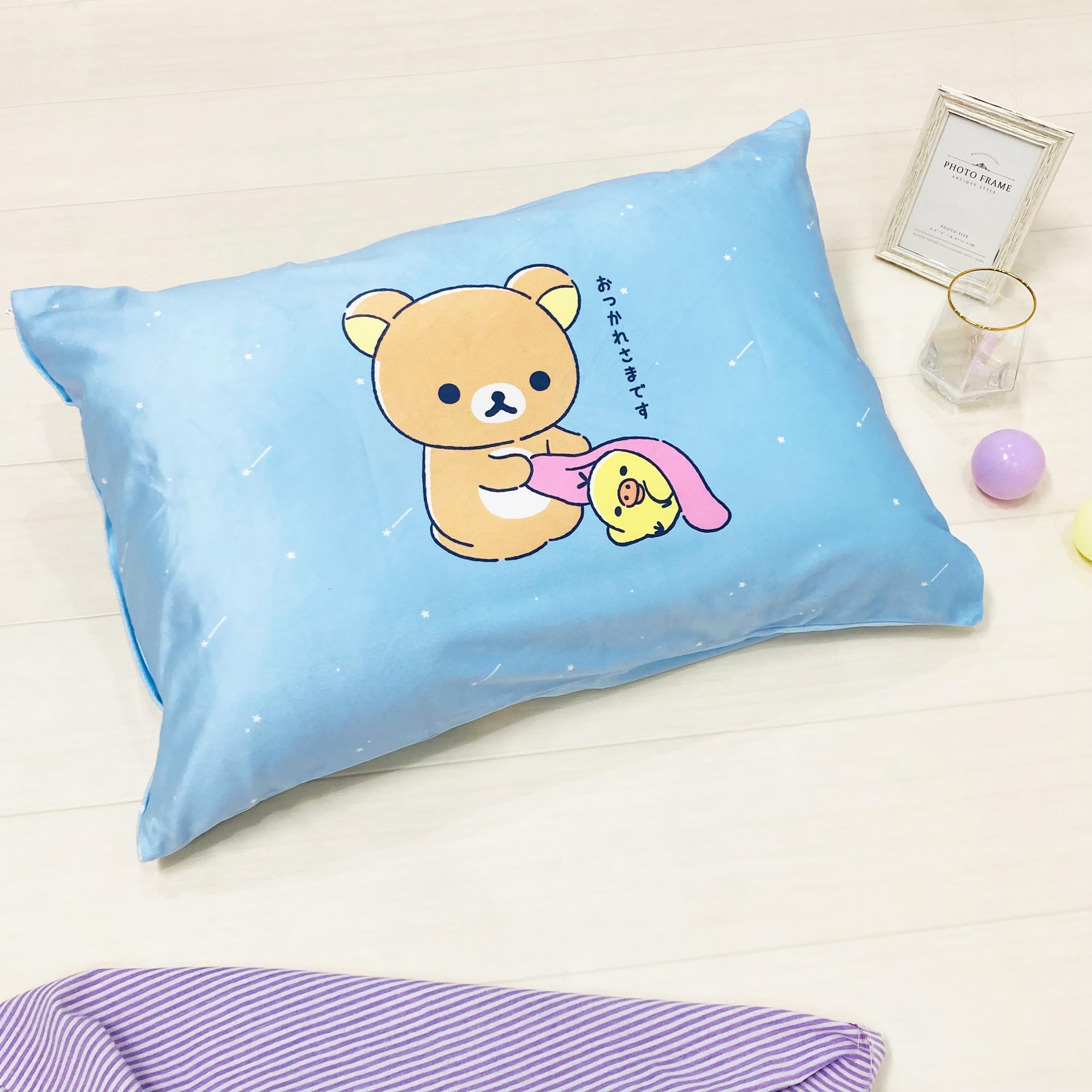 Moripilo San-X Rilakkuma Friends Pillow Cover Blue 43x63cm Soft Cute