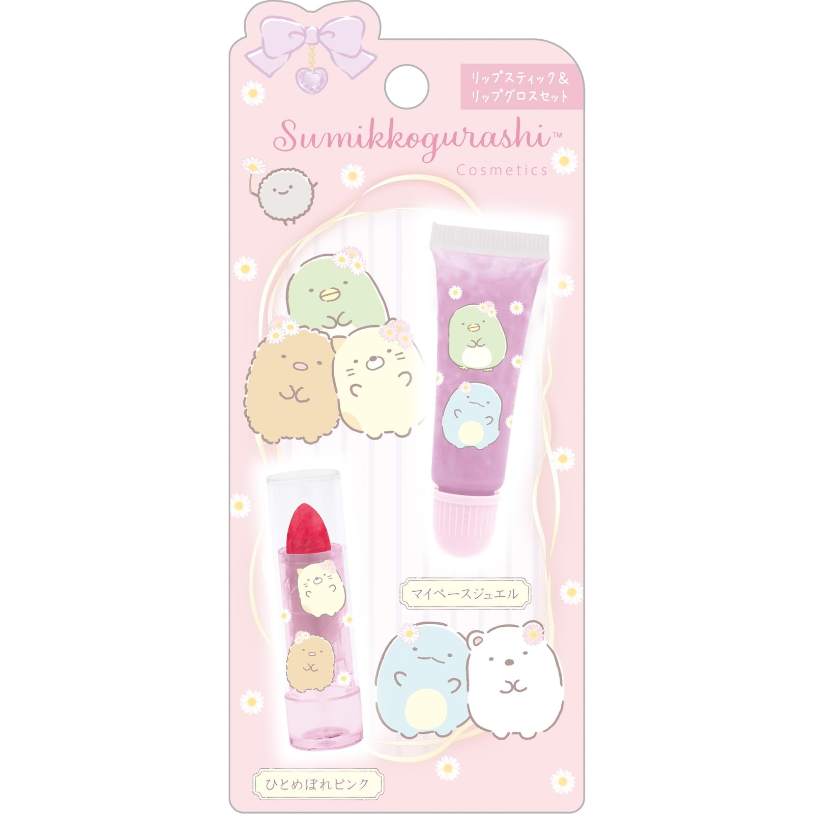 San-X Sumikko Gurashi Lipstick & Lip Gloss Set Love At First Sight Pink Jewel- Japan Figure Store - #1 Bring To You The Best Japanese Goods
