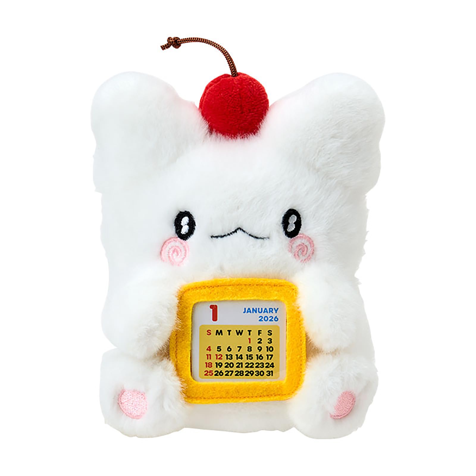 Sanrio Hanamaru Ghost 2026 Desk Calendar with Plush Polyester PVC Paper
