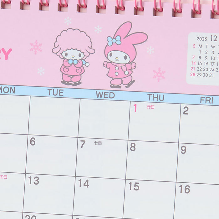 Calendrier de bureau à anneaux Sanrio 2026 My Melody 622044 - Planificateur papier mignon