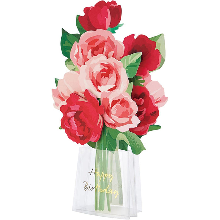 Sanrio Birthday Card Red Flowers in Vase Greeting Card Bd108-2 Overseas Shipping- Japan Figure Store - #1 Bring To You The Best Japanese Goods