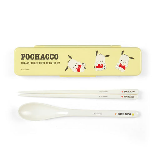 Sanrio Pochacco Chopsticks & Spoon Set 1.8x18.8x4.7 cm - New Lunch Essentials- Japan Figure Store - #1 Bring To You The Best Japanese Goods