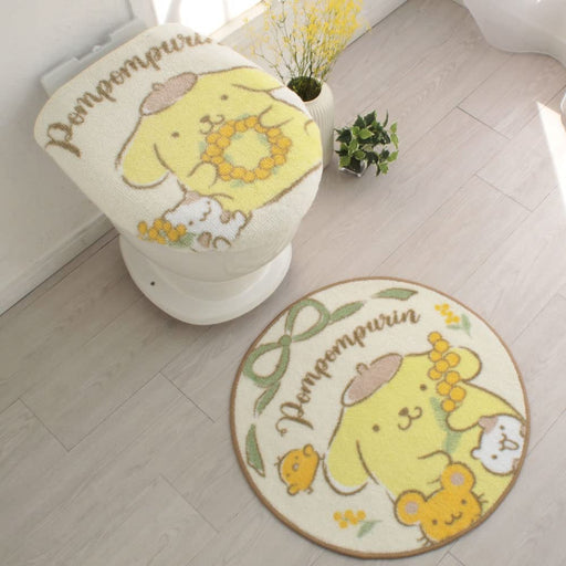 Sanrio Pompompurin 2-Piece Toilet Set with Mat and Washlet Cover- Japan Figure Store - #1 Bring To You The Best Japanese Goods