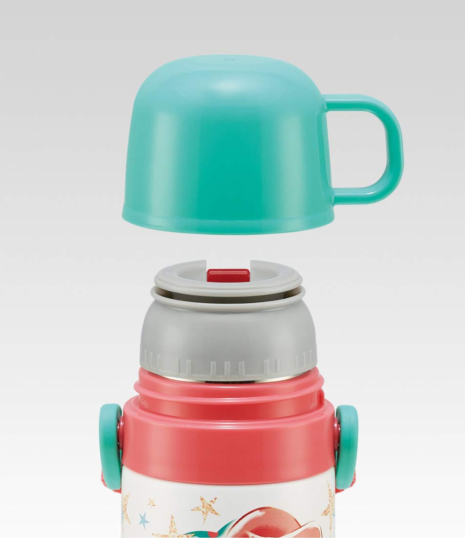 Skater Disney Ariel 21 Kids 430ml 2-Way Stainless Steel Water Bottle with Cup SKDC4-A- Japan Figure Store - #1 Bring To You The Best Japanese Goods