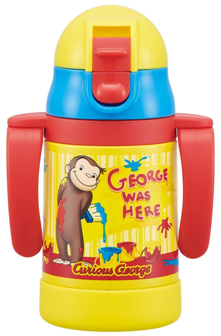 Skater 240ml Stainless Steel Baby Mug with Double-Handle Straw Curious George Design- Japan Figure Store - #1 Bring To You The Best Japanese Goods