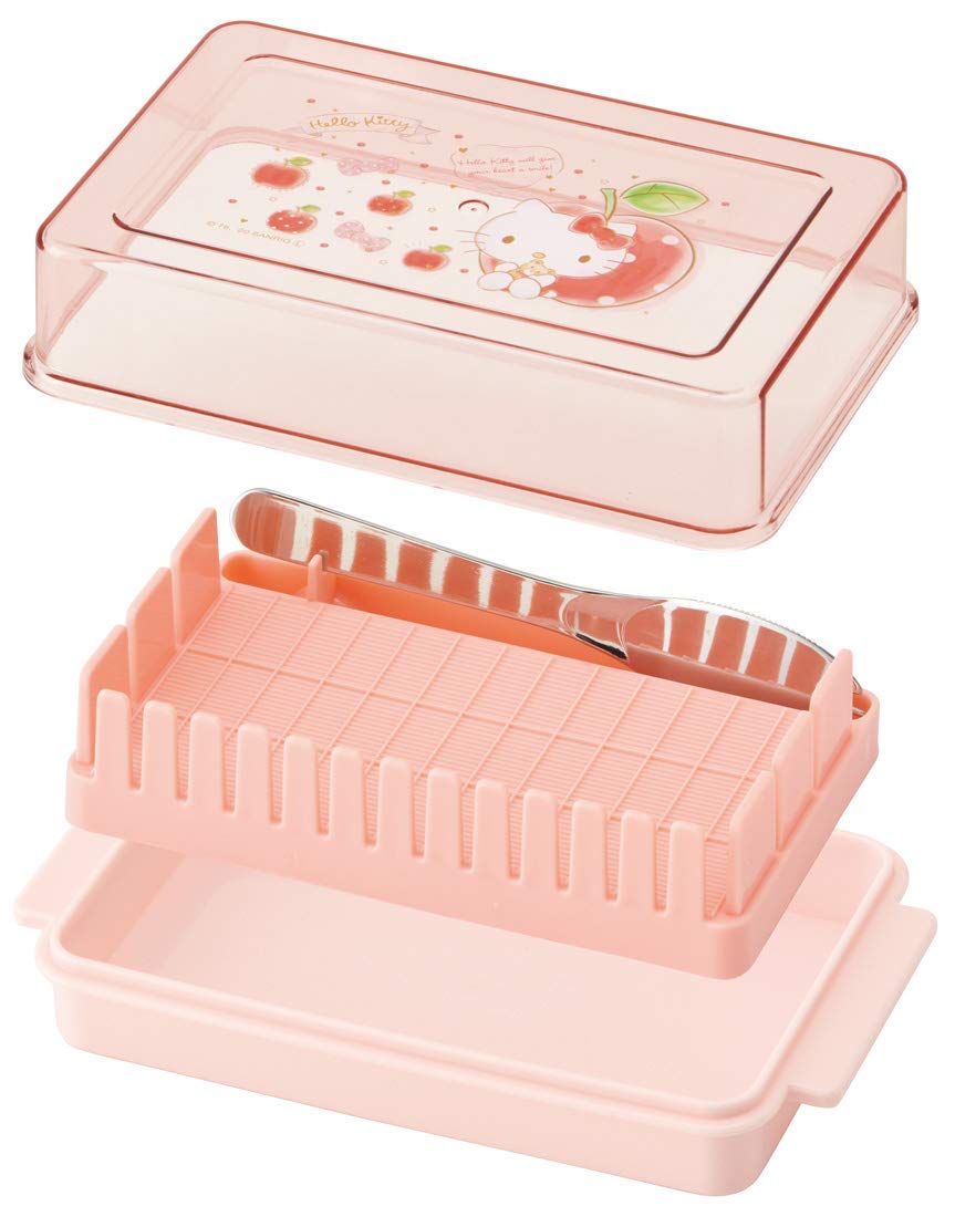 Skater Hello Kitty Butter Container with Cutting Guide Happiness Girl 16x9.5xH5.1cm- Japan Figure Store - #1 Bring To You The Best Japanese Goods