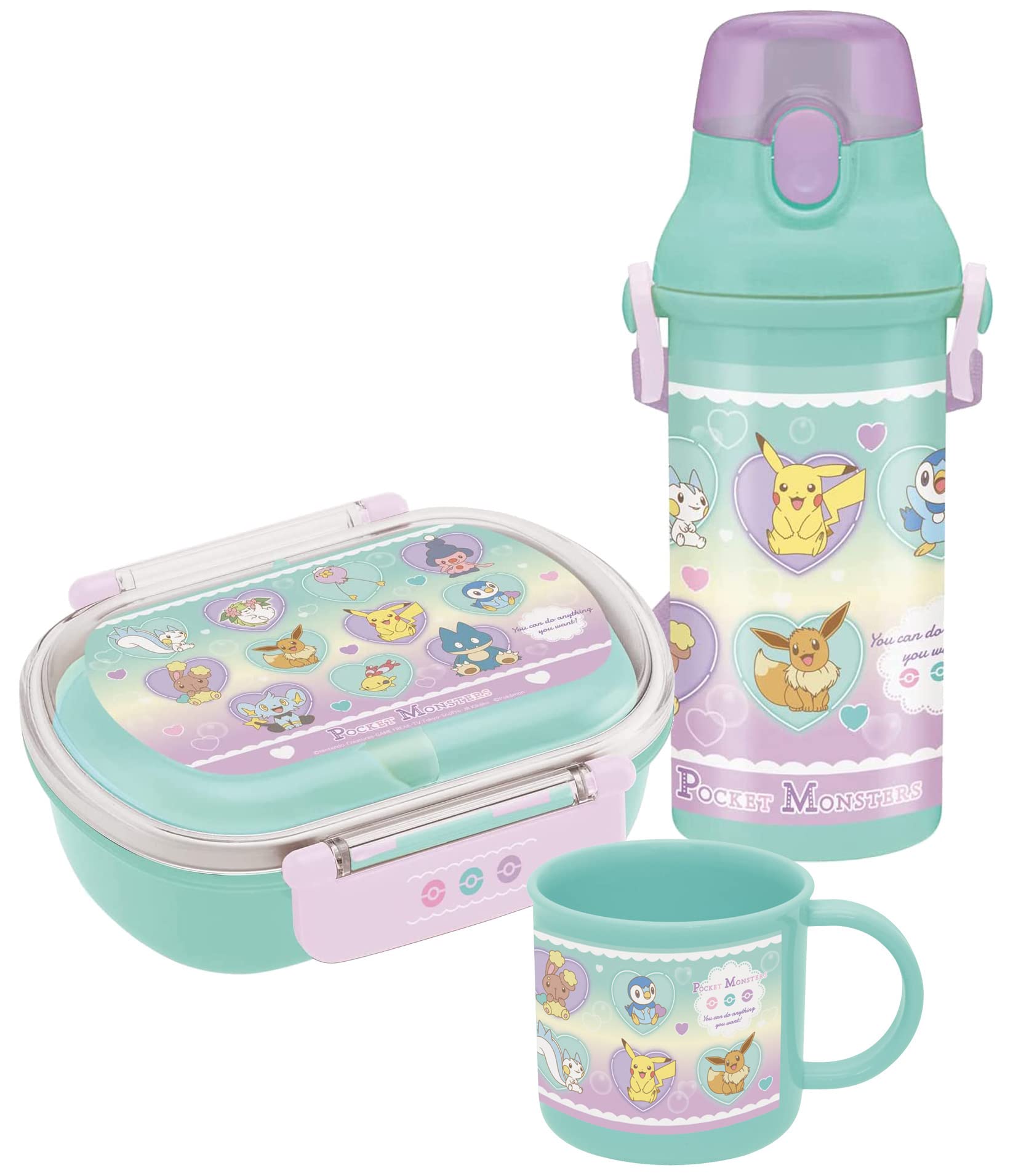 Skater Antibacterial 360ml Lunch Box for Girls Pokemon Heart Bubble Made in Japan- Japan Figure Store - #1 Bring To You The Best Japanese Goods