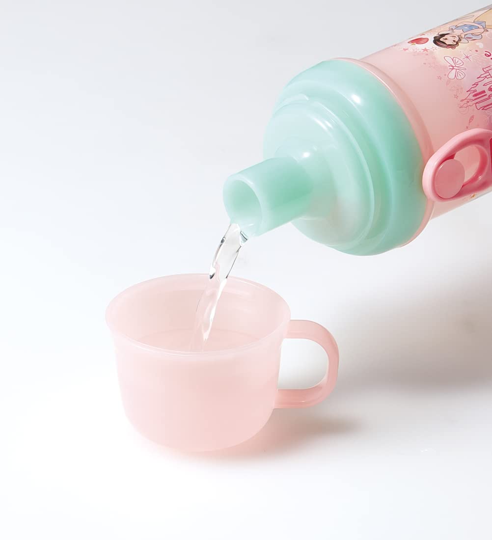 Skater Disney Princess 480ml Water Bottle with Cup for Girls - PSB5KD-A- Japan Figure Store - #1 Bring To You The Best Japanese Goods