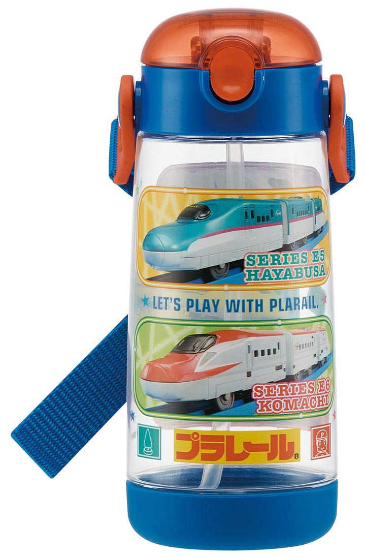 Skater Boys' 480ml Clear Water Bottle with Straw - Plarail 20 Child's Hydration- Japan Figure Store - #1 Bring To You The Best Japanese Goods