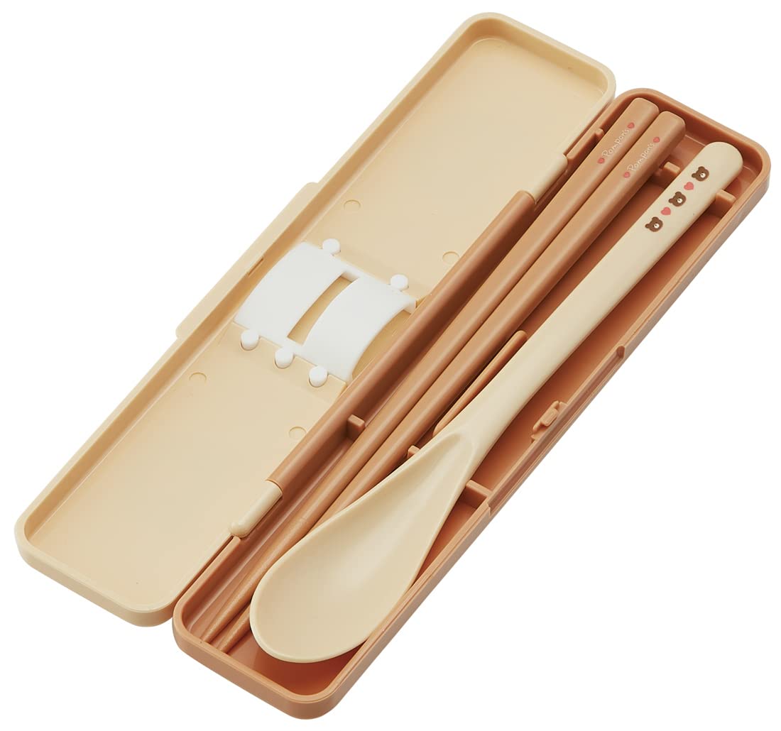 Skater Adult Antibacterial Chopsticks & Spoon Set Pompon's Bear 18cm - Made in Japan- Japan Figure Store - #1 Bring To You The Best Japanese Goods