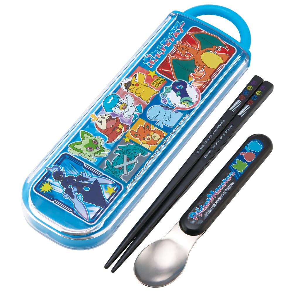 Skater Antibacterial Chopsticks and Spoon Set Pokemon 24 Made in Japan