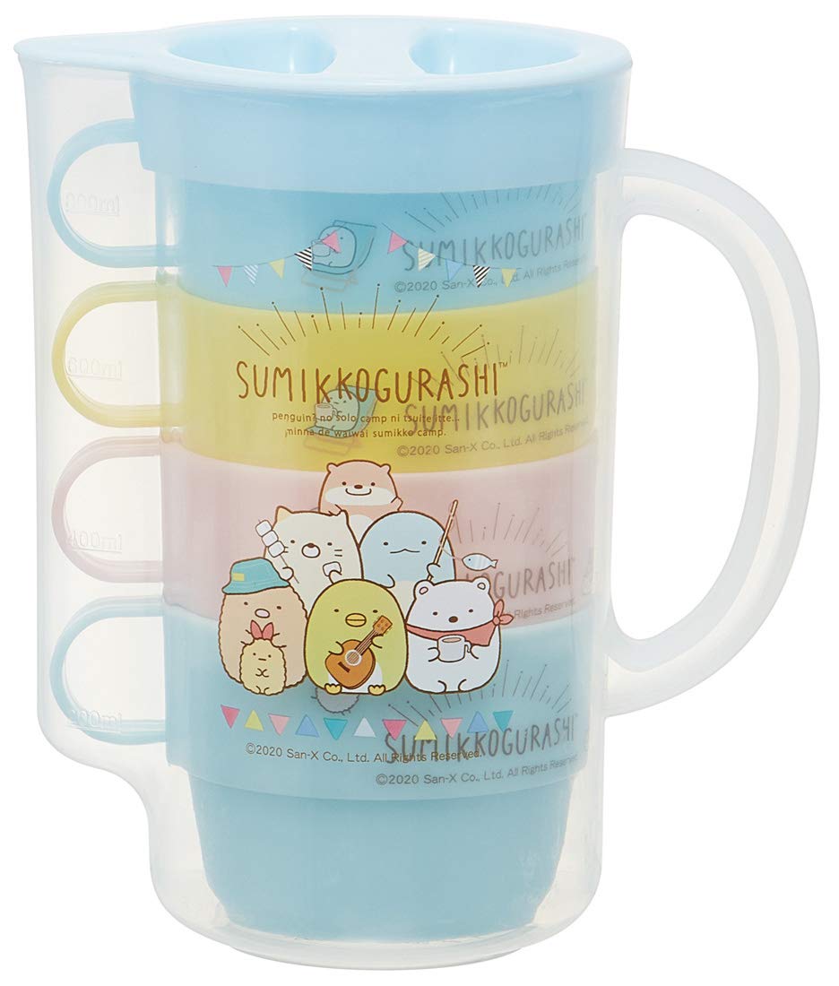Skater Sumikko Gurashi Camping Water Bottle with 850ml 4 Stacking Cups Set KS32S-A- Japan Figure Store - #1 Bring To You The Best Japanese Goods