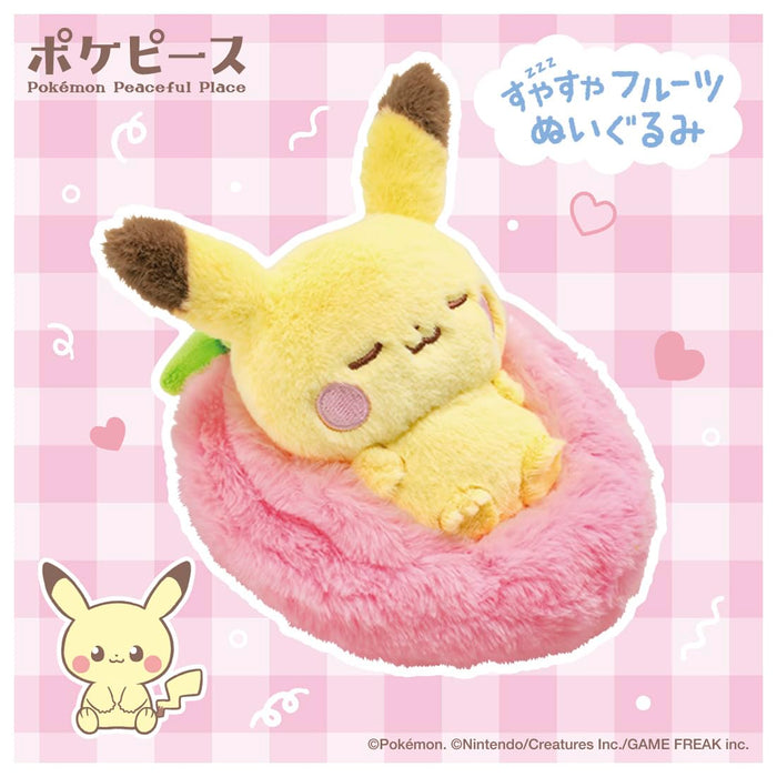 Pikachu en peluche dormant de Takara Tomy Pokemon - Édition Pokepeace Fruit