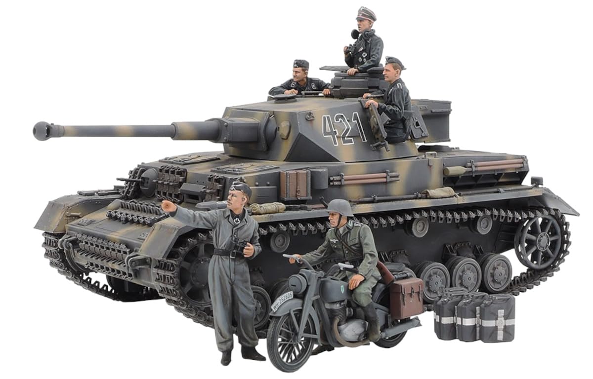 Tamiya 1/35 German IV Tank Early Model with Messenger Bike Plastic Model Set- Japan Figure Store - #1 Bring To You The Best Japanese Goods