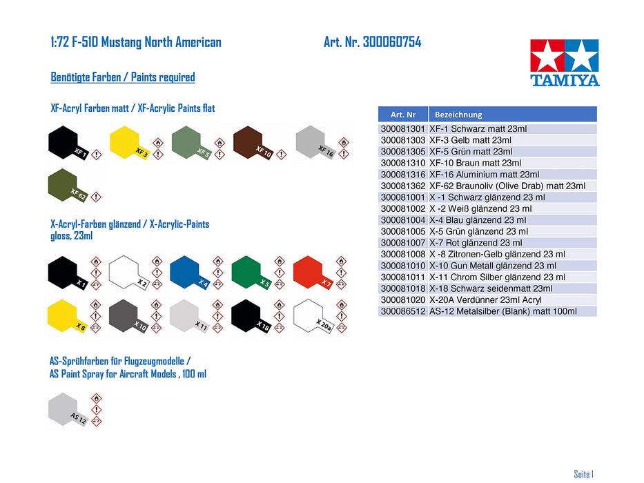 Tamiya 1/72 US Army F-51D Mustang Model Korean War 60754- Japan Figure Store - #1 Bring To You The Best Japanese Goods