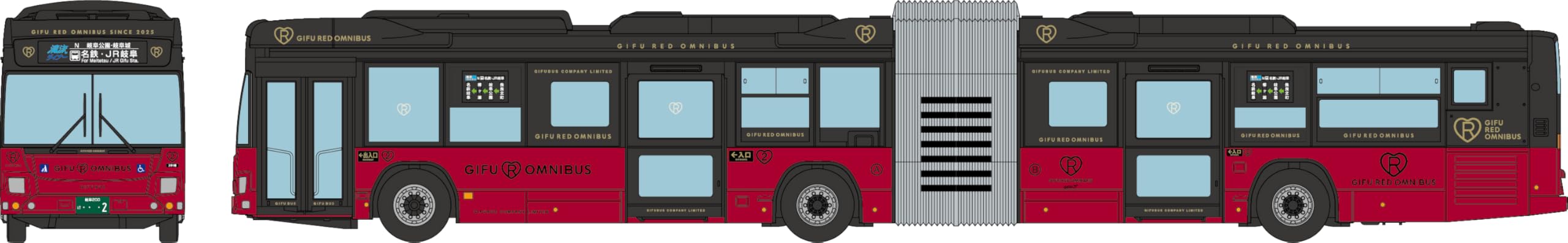 Collection de bus Tomytec Gifu, fournitures pour diorama Omnibus rouge, modèle 337690