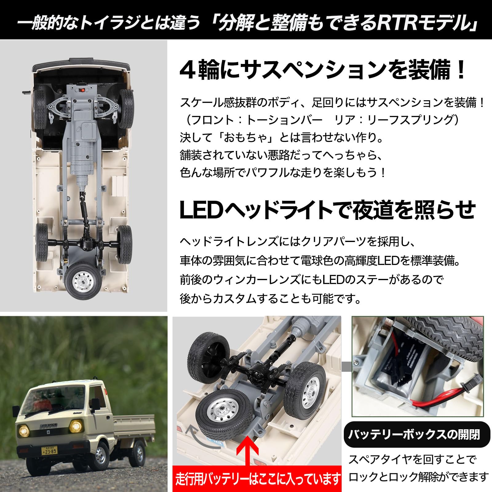 Raywood 1/10 Scale Suzuki Carry RC Truck D12 2WD RTR with Battery White- Japan Figure Store - #1 Bring To You The Best Japanese Goods