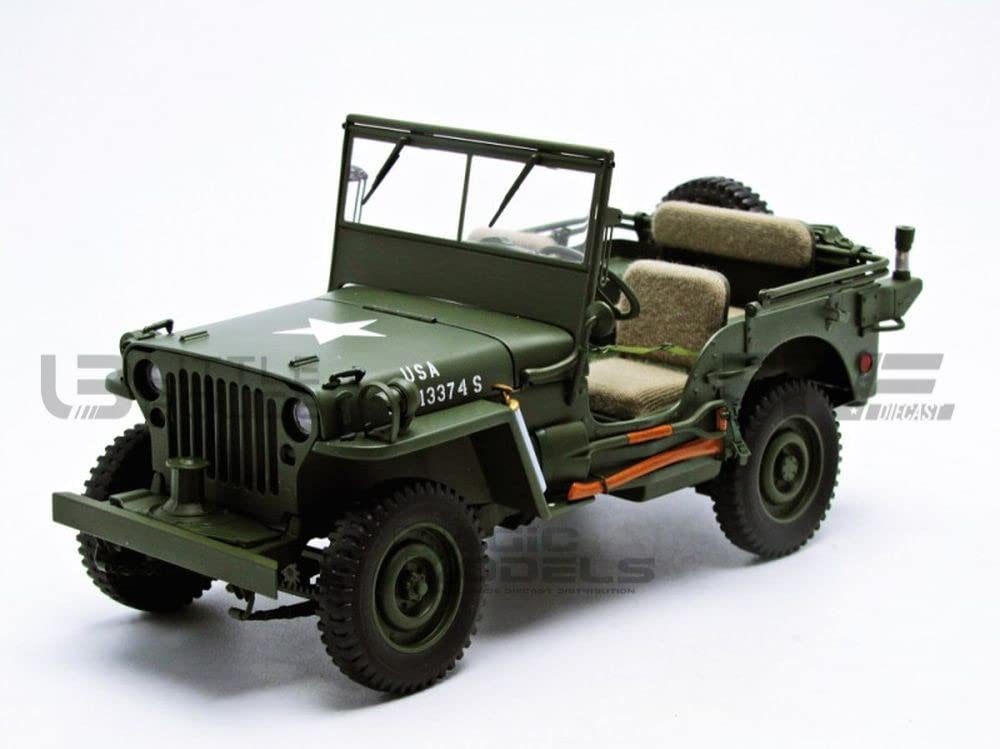 Autoart 1/18 Jeep Willys Army Green w/Trailer & Access.- Japan Figure Store - #1 Bring To You The Best Japanese Goods