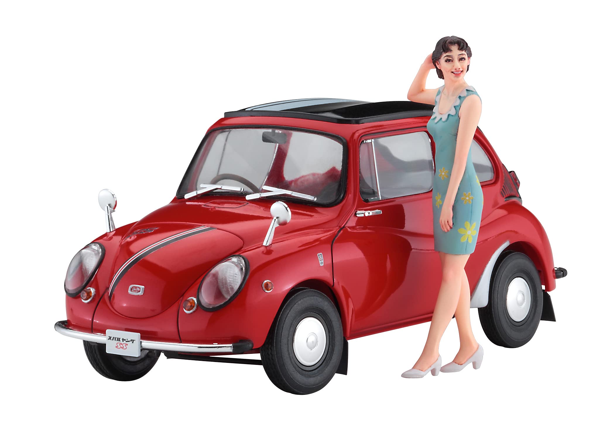 HASEGAWA - 1/24 Subaru 360 Young-Ss - W/ 60'S Girl Figure Plastic Model- Japan Figure Store - #1 Bring To You The Best Japanese Goods