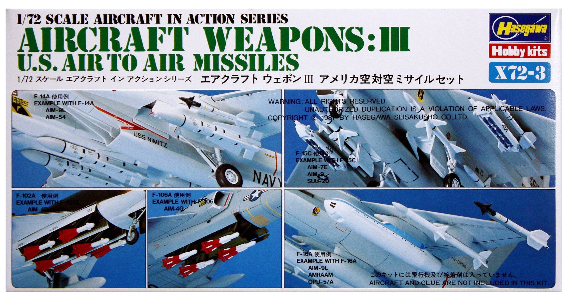 Hasegawa 1/72 US Air Force Aircraft Weapon III Plastic Model X72-3 Kit- Japan Figure Store - #1 Bring To You The Best Japanese Goods