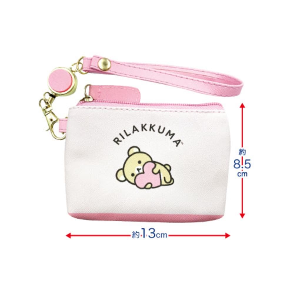 San-X Rilakkuma Heart Relanowa Reel Pass Pouch by Hatayama Shoji H8.5 x W13 x D2 cm- Japan Figure Store - #1 Bring To You The Best Japanese Goods