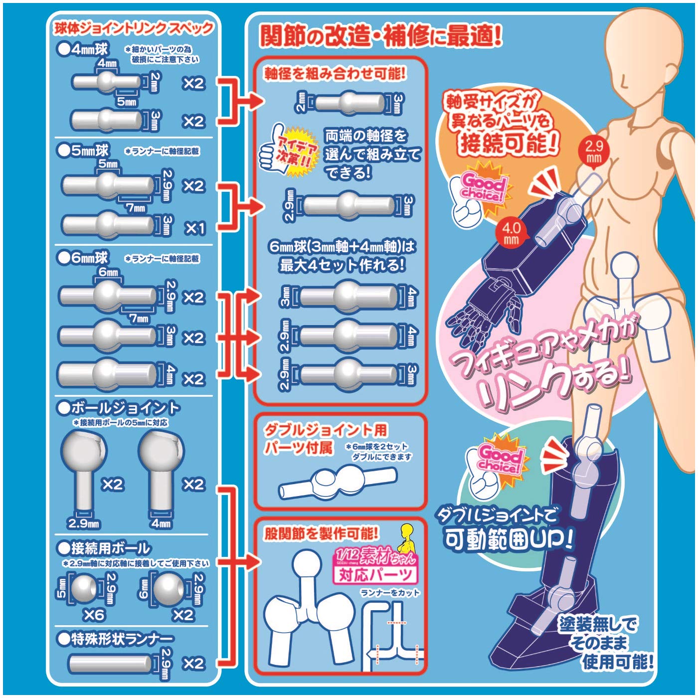 HOBBY BASE Premium Parts Collection Ball Joint Link Flesh Ppc-Tn37- Japan Figure Store - #1 Bring To You The Best Japanese Goods