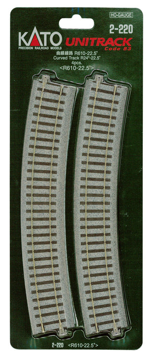 Kato Ho Gauge 4-Piece Curved Track Set R610-22.5° - 2-220 Model Railroad Supplies- Japan Figure Store - #1 Bring To You The Best Japanese Goods
