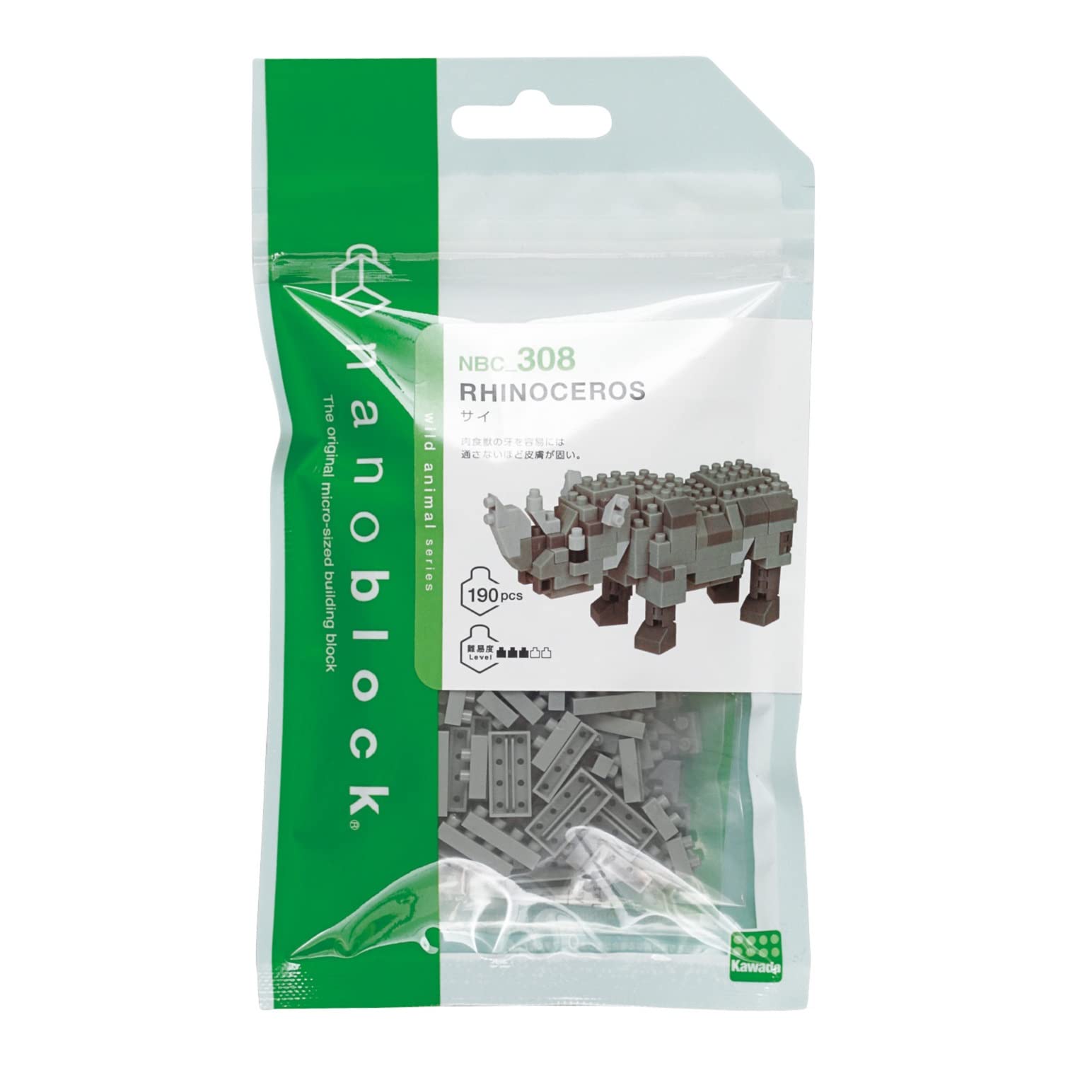 KAWADA Nbc-308 Nanoblock Rhinoceros- Japan Figure Store - #1 Bring To You The Best Japanese Goods