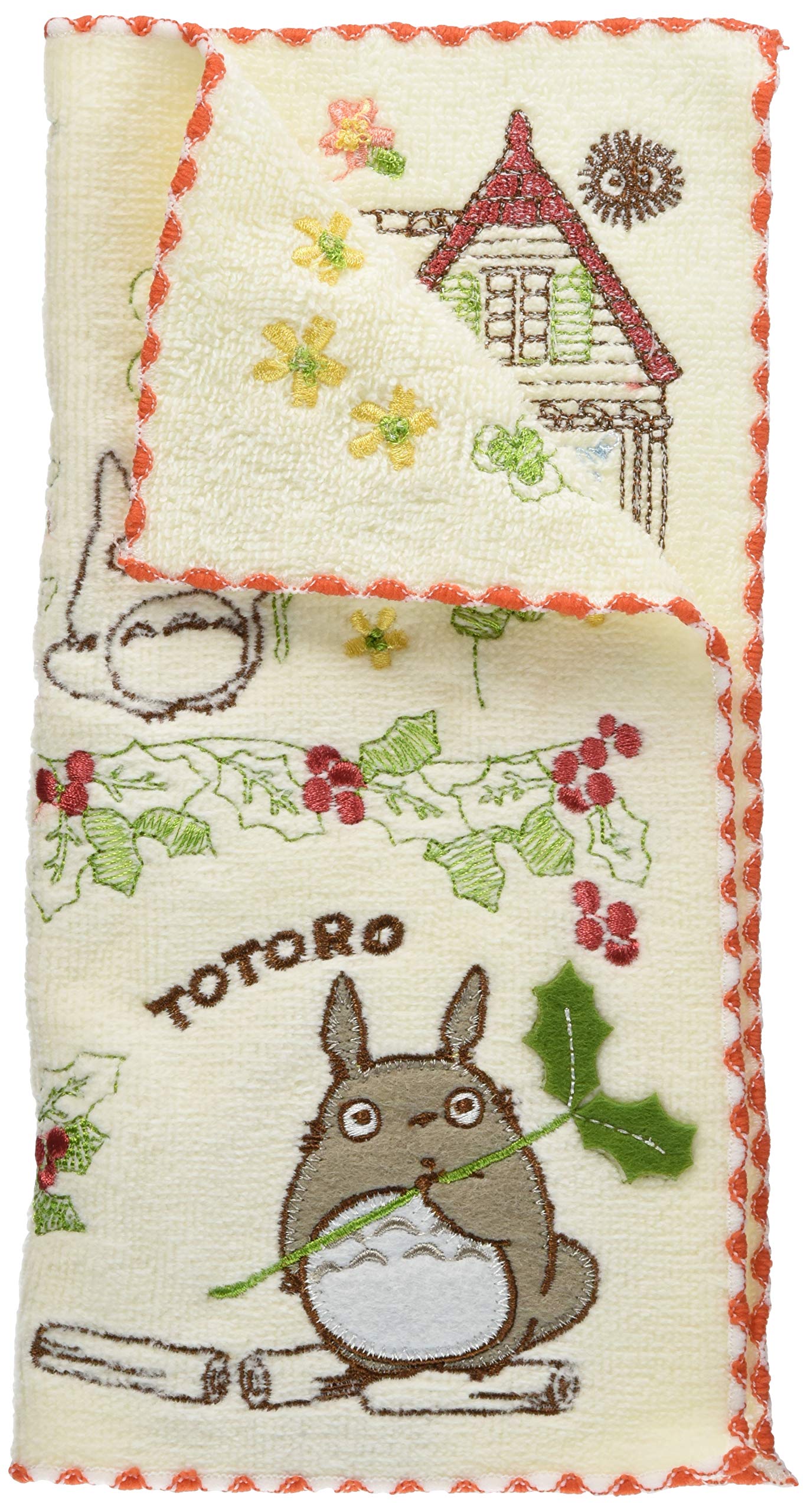 MARUSHIN Studio Ghibli My Neighbor Totoro Full Embroidery Mini Towel 'Flowers'- Japan Figure Store - #1 Bring To You The Best Japanese Goods