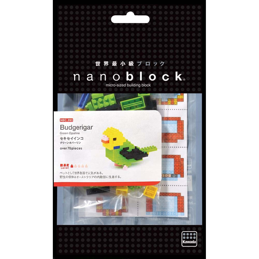 KAWADA Nbc-093 Nanoblock Budgerigar Green Oparin- Japan Figure Store - #1 Bring To You The Best Japanese Goods