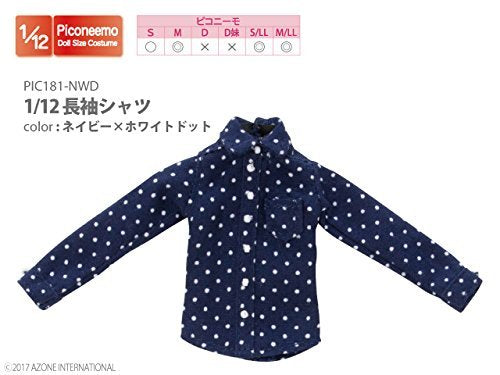 AZONE Pic181-Nwd 1/12 Long Sleeve Shirt Navy X White Dot- Japan Figure Store - #1 Bring To You The Best Japanese Goods