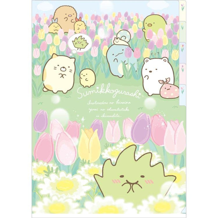 San-X Sumikko Gurashi A4 Clear File 5 Pockets - Japan - Zasso Yosei Flower Garden- Japan Figure Store - #1 Bring To You The Best Japanese Goods