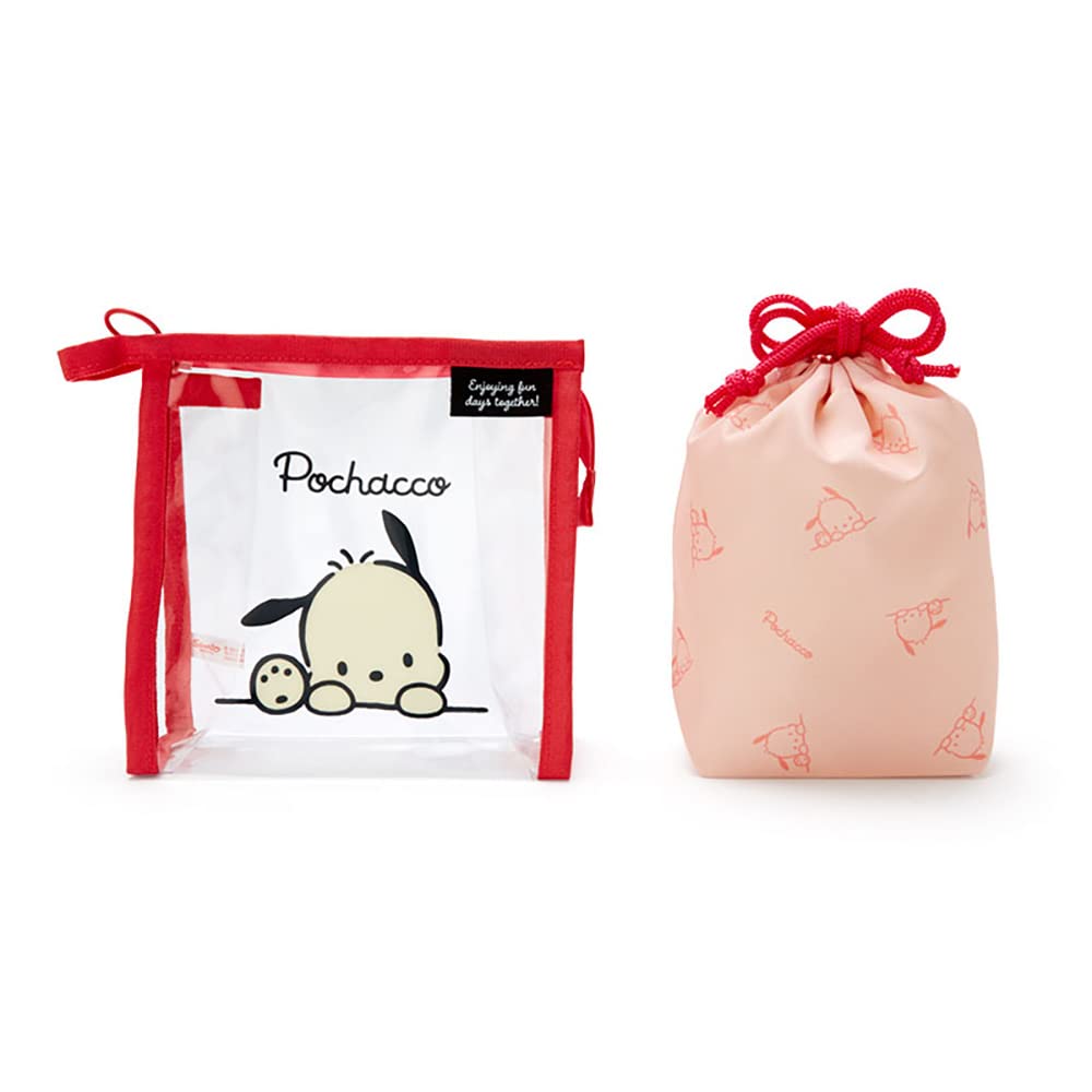 Sanrio 340553 Pochacco Clear Pouch With Drawstring Simple Design - Pochacco Clear Pouch- Japan Figure Store - #1 Bring To You The Best Japanese Goods