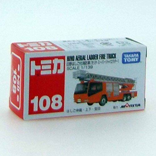 Takara Tomy Tomica No.108 1/139 Hino Aerial Ladder Fire Truck Box- Japan Figure Store - #1 Bring To You The Best Japanese Goods