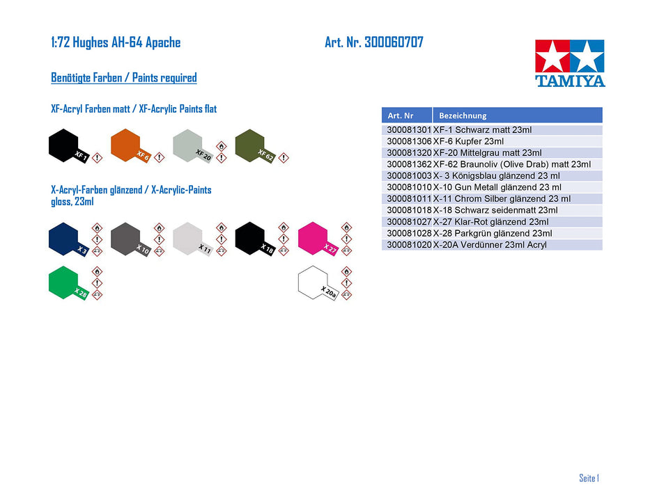 TAMIYA 60707 Hughes Ah-64 Apache 1/72 Scale Kit Plastic Model Kit- Japan Figure Store - #1 Bring To You The Best Japanese Goods