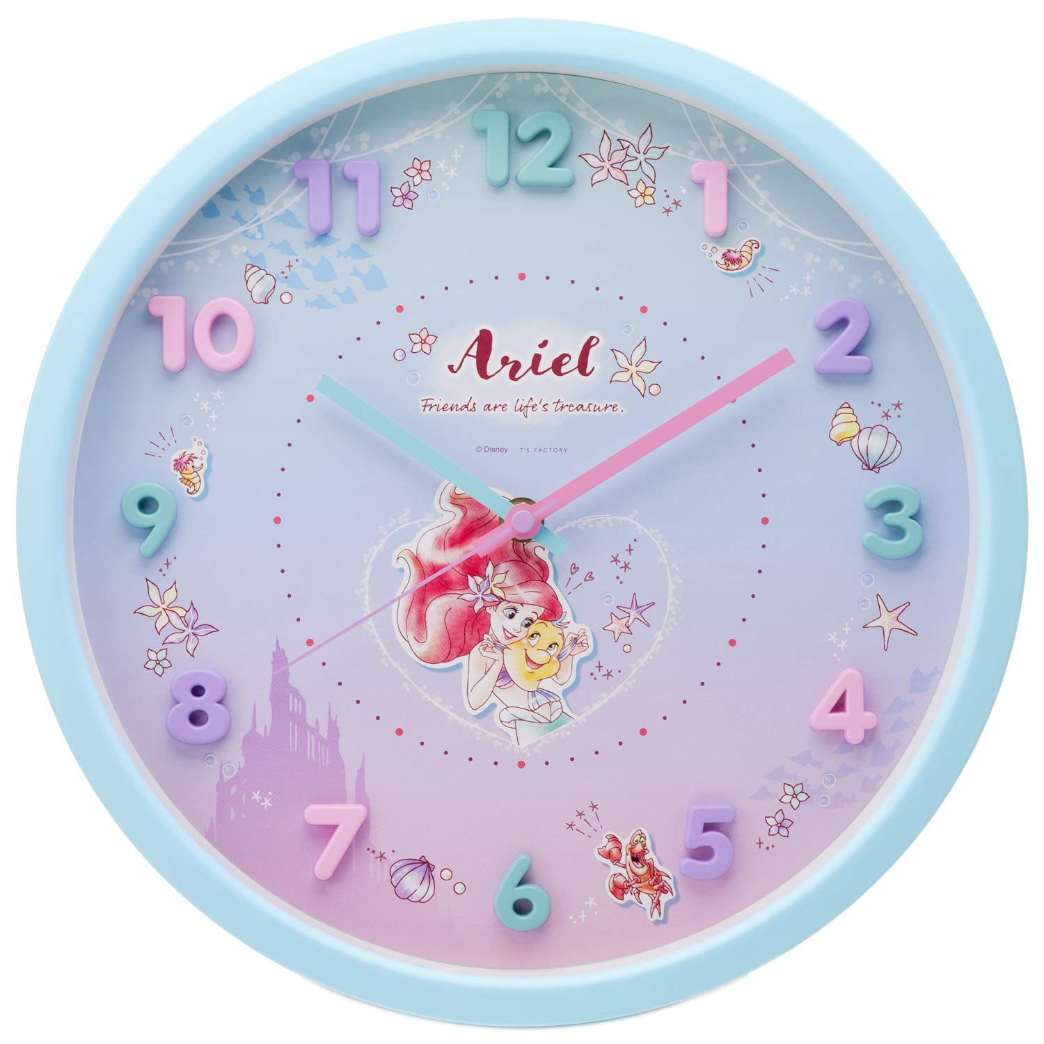 T'S FACTORY Disney The Little Mermaid Ariel Wall Clock Green- Japan Figure Store - #1 Bring To You The Best Japanese Goods