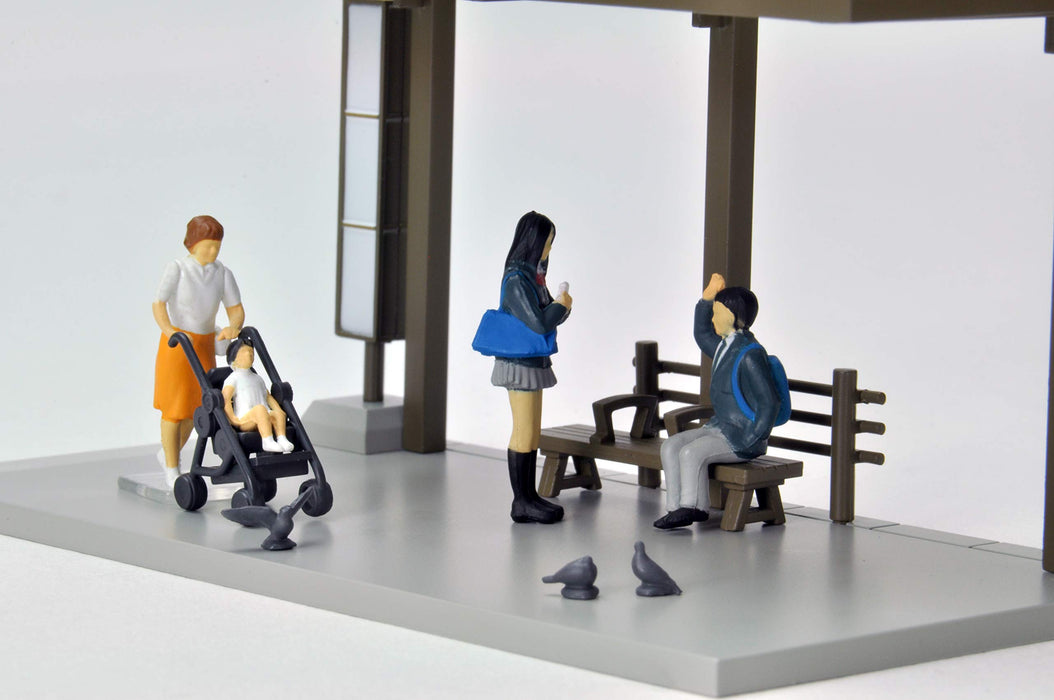 Tomytec Geocolle 64 Car Snap 05A Bus Stop Set with PVC Dolls - Completed Product 312369- Japan Figure Store - #1 Bring To You The Best Japanese Goods