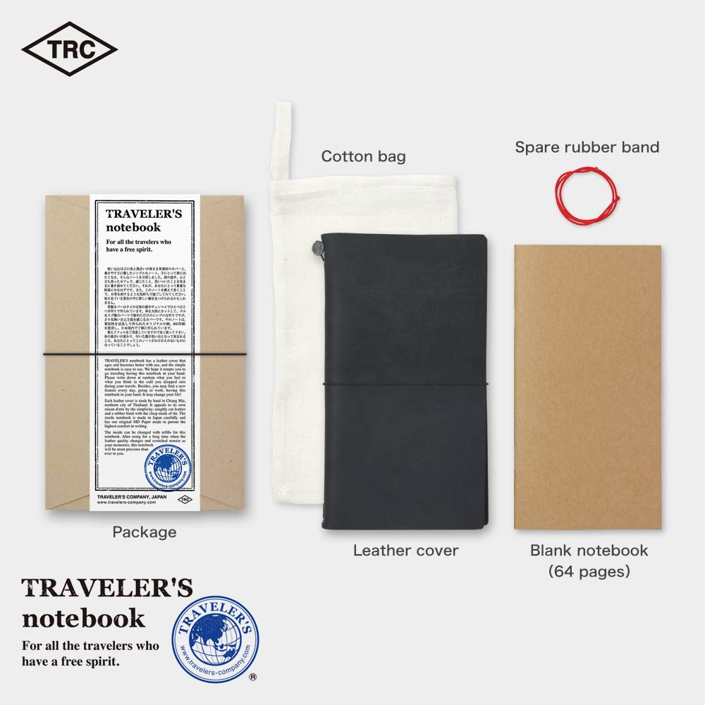 MIDORI Traveler’S Notebook Starter Kit Black Regular Size - Japan Figure Store - #1 Bring To You The Best Japanese Goods