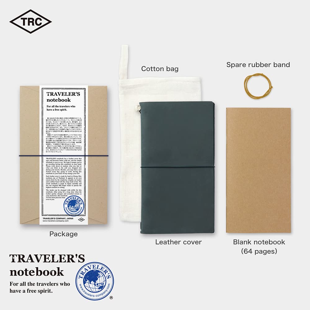 MIDORI Traveler’S Notebook Starter Kit Blue Regular Size - Japan Figure Store - #1 Bring To You The Best Japanese Goods