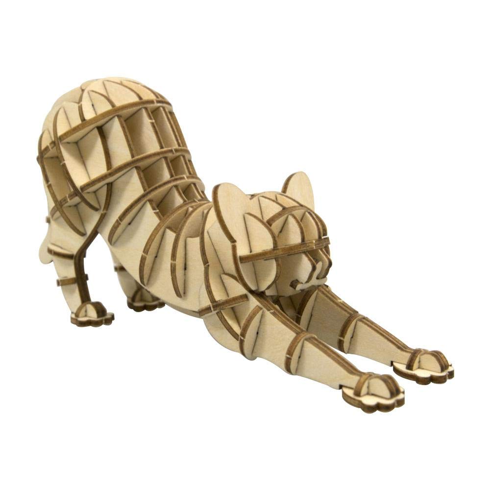A-ZONE Wooden Art Ki-Gu-Mi Cat Stretching- Japan Figure Store - #1 Bring To You The Best Japanese Goods