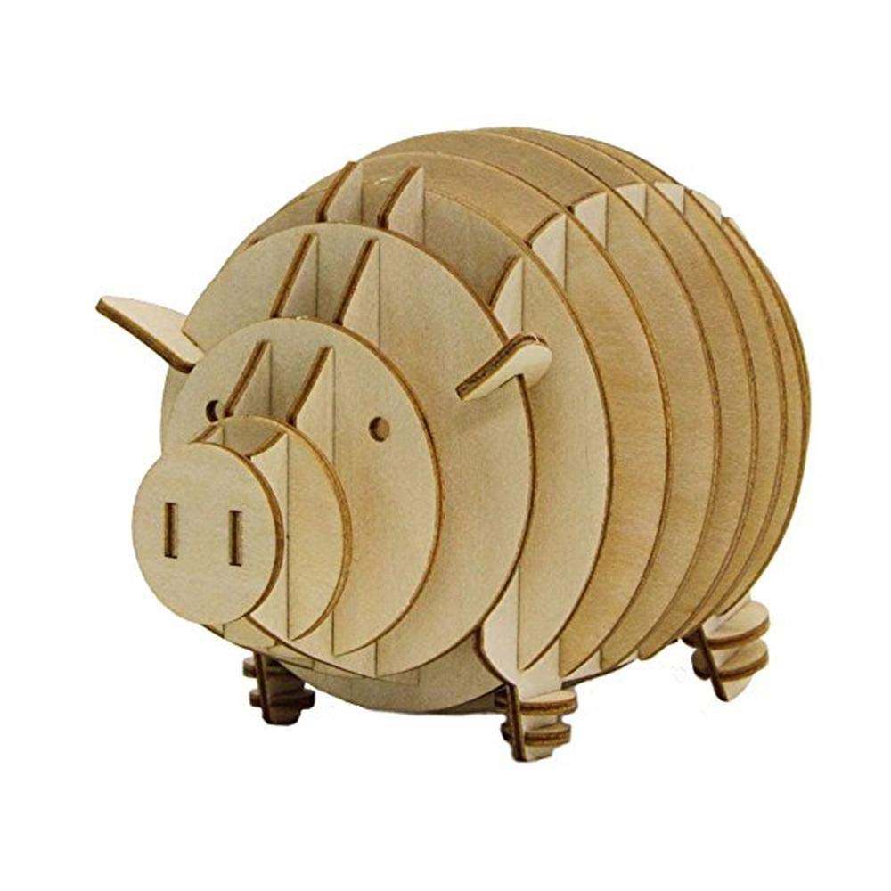 A-ZONE Wooden Art Ki-Gu-Mi Pig Coin Box- Japan Figure Store - #1 Bring To You The Best Japanese Goods